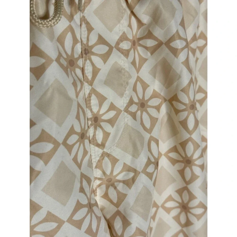 ASOS Men Cream Tan Geometric Tile Print Swim Shorts Trunks Size XL